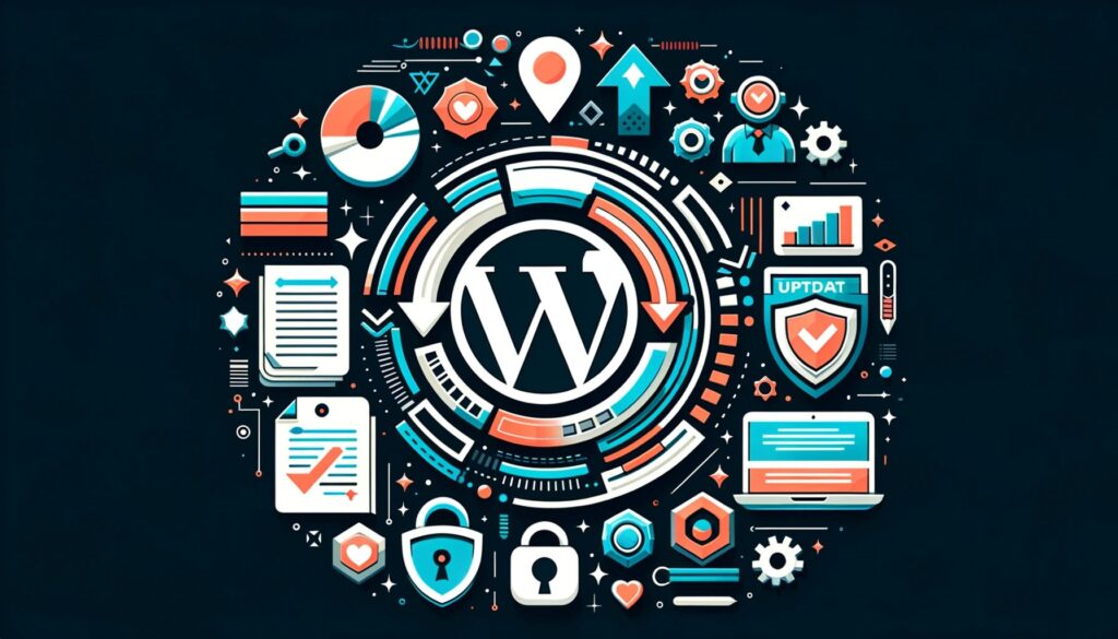 Image emphasizing the need for regular updates in WordPress for security, functionality, and innovation.