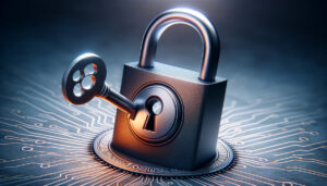 Secure padlock over the Ubuntu logo with the OpenVPN logo as the key, symbolizing a secure VPN setup.