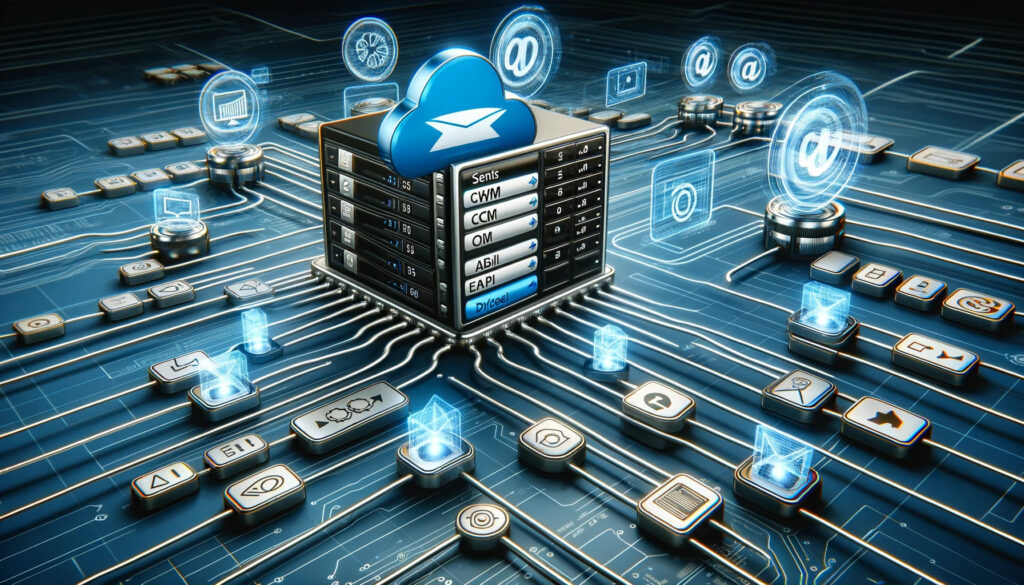 WHM/cPanel interface connected to SendGrid logo, representing email delivery integration.