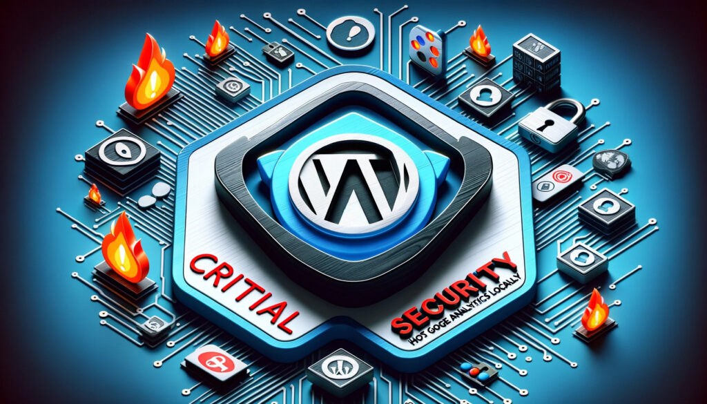 Digital image of a critical security alert for the WordPress 'CAOS | Host Google Analytics Locally' plugin.