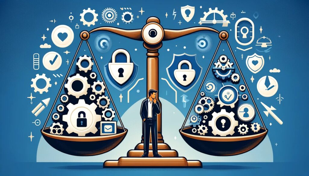 Image representing the careful selection of a WordPress plugin, balancing functionality, security, and performance.